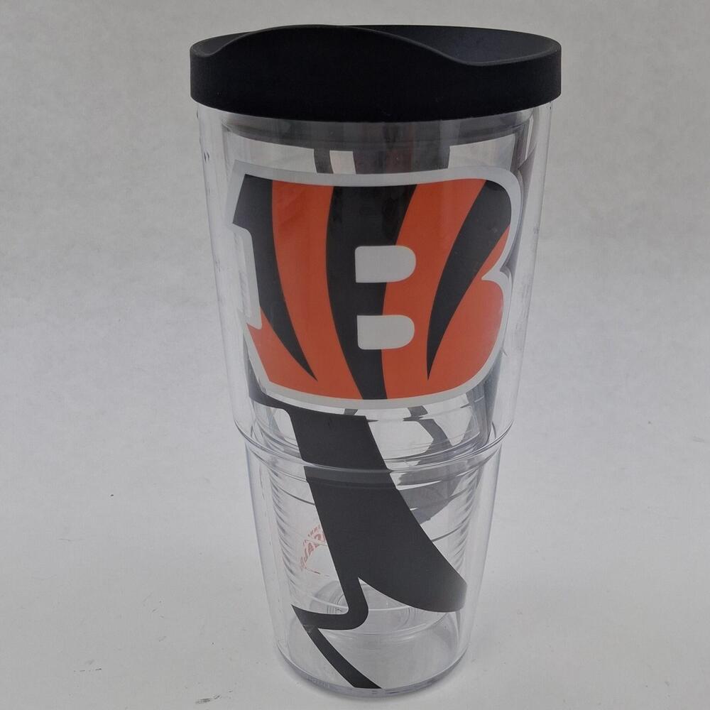 Cincinnati Bengals Clear Tumbler Cup Orange NFL Football Drinkware Tervis Lid